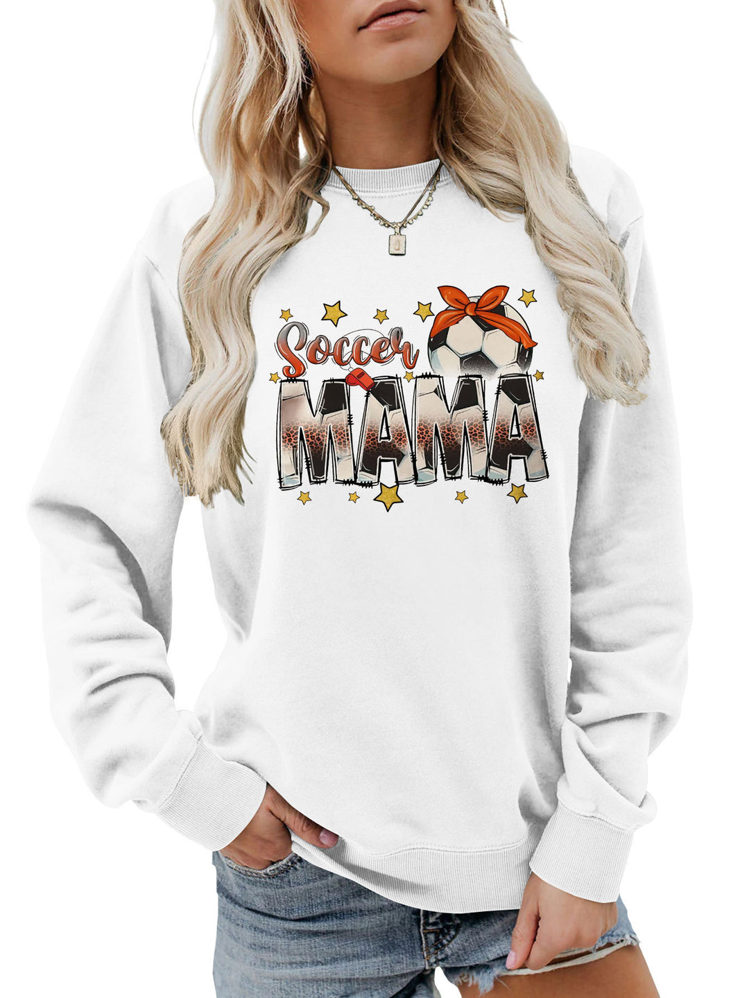 Kvinders sweatshirt med iøjnefaldende "Soccer Mama" print og behagelig pasform Stilla
