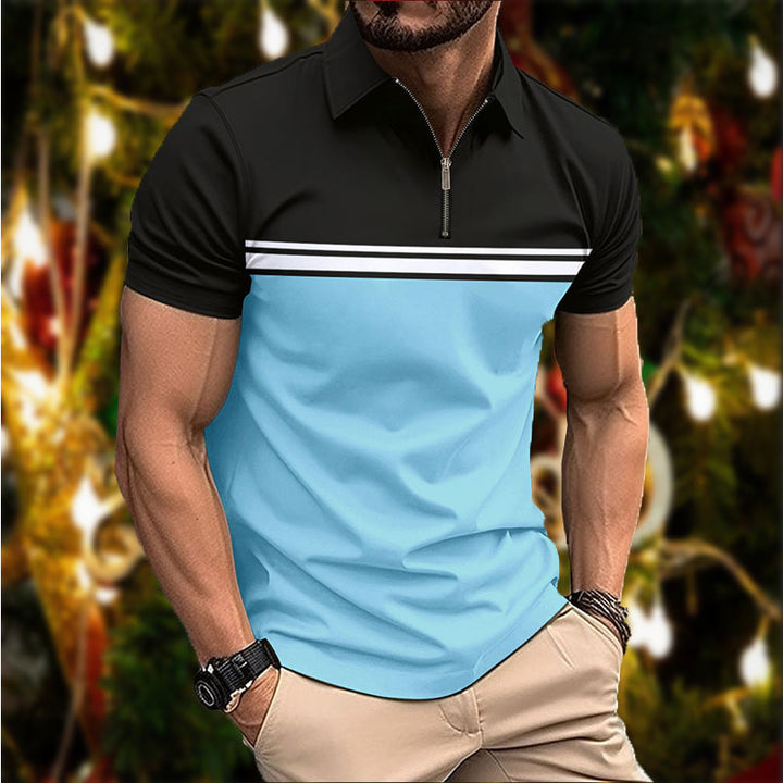Herrer elegant kortærmet polo-shirt med moderne lynlås Stilla
