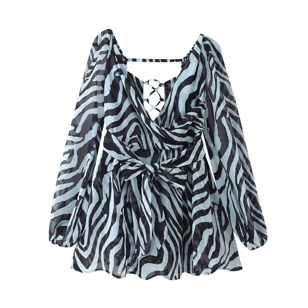 Femme Wrap-bluse med snøring i ryggen og lange ærmer Stilla