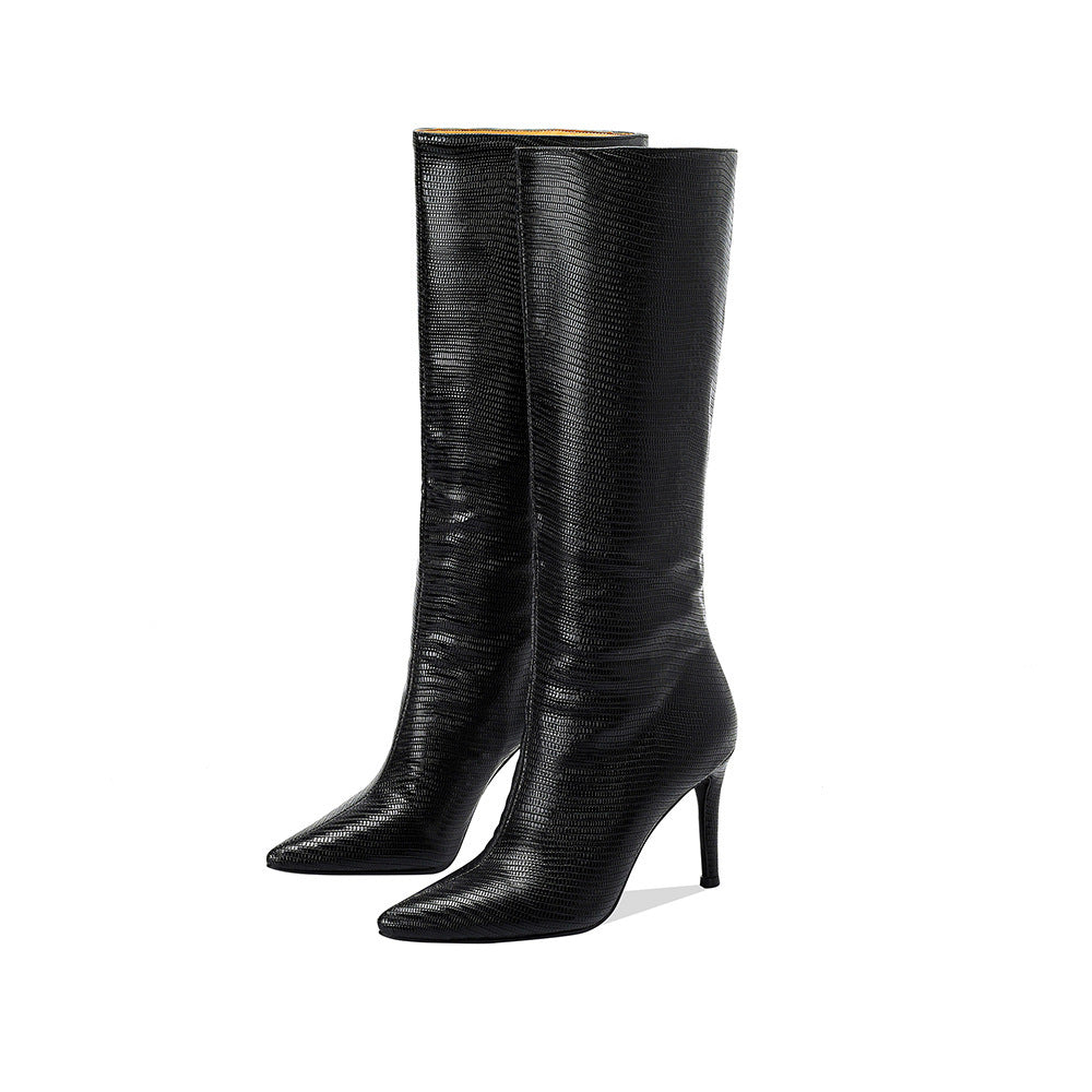 Femme Spids-Tå Slouchy Lårhøj Stiletto Støvler Stilla