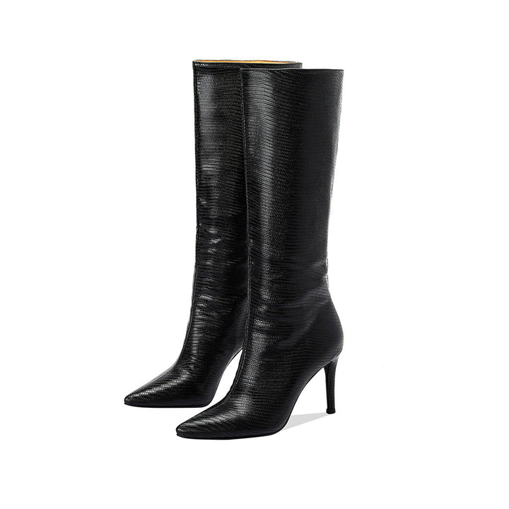 Femme Spids-Tå Slouchy Lårhøj Stiletto Støvler Stilla