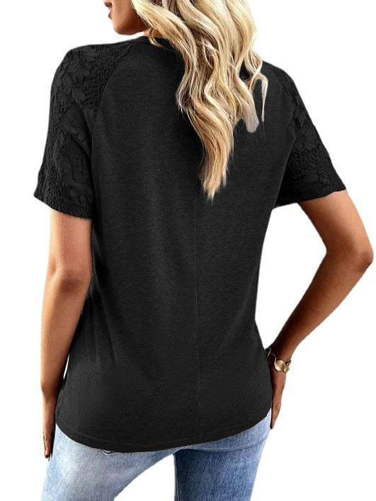 Dame T-shirt med spidse indsatser og knapdetaljer Stilla