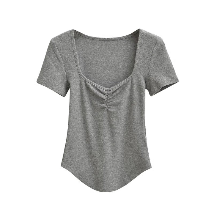 Femme Kortærmet Raffung Detail Top Stilla