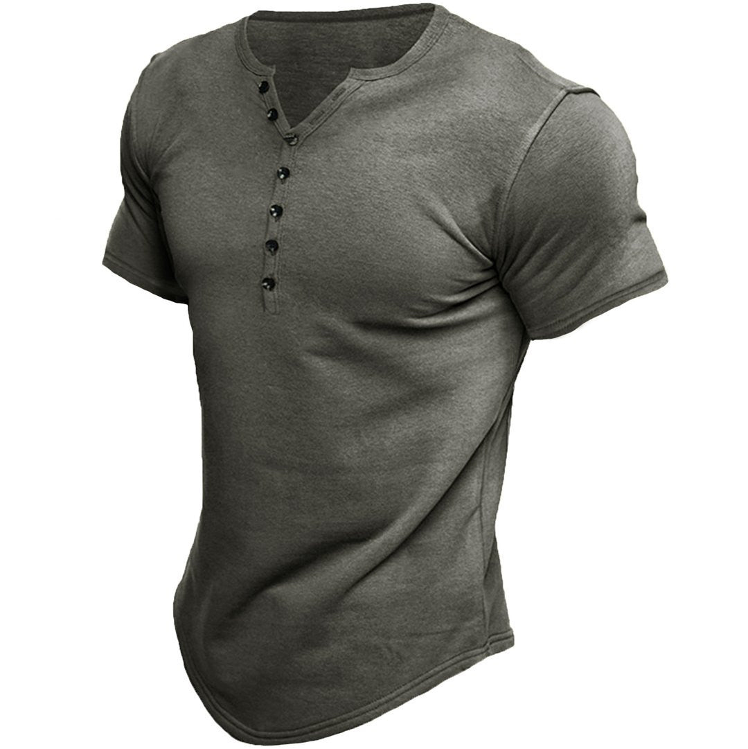Herrer Fritid Kortærmet Henley T-shirt Stilla
