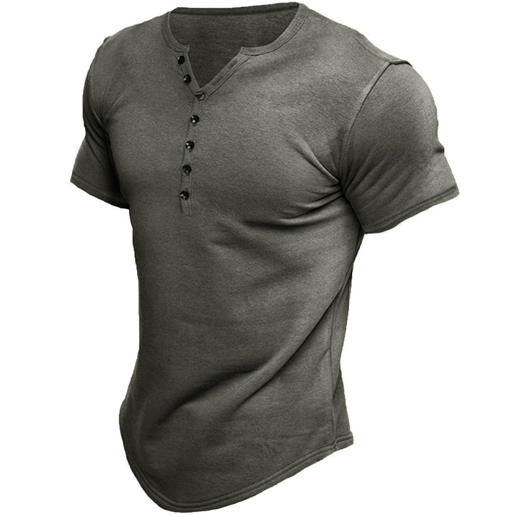 Herrer Fritid Kortærmet Henley T-shirt Stilla