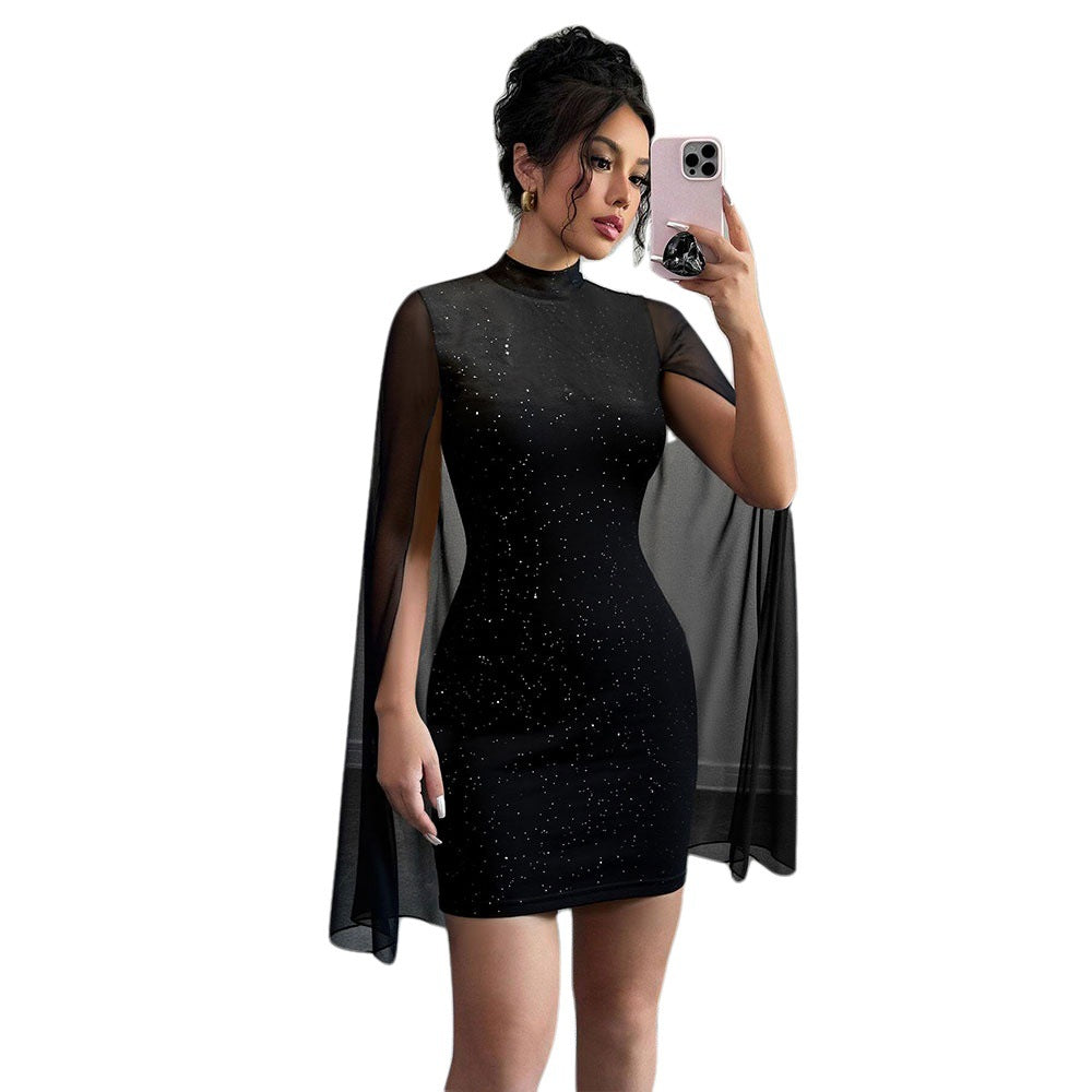 Damer cocktailkjole med transparente overlays og glimmer accenter Stilla