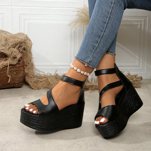 Dame Wedge-sandaler med fashionable rem-design og skridsikker sål Stilla