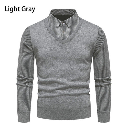 Herrer Smart Casual V-hals pullover med kontrasterende stripeærmer Stilla