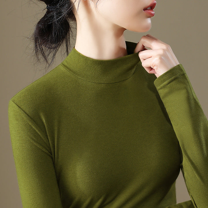 Dame Langærmet Turtleneck Top i blødt materiale med figursyet pasform Stilla