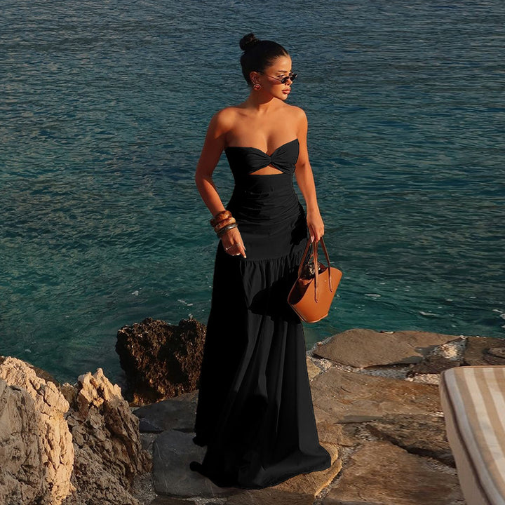 Dame Strapless Maxikjole med Cut-Out-detalje Stilla