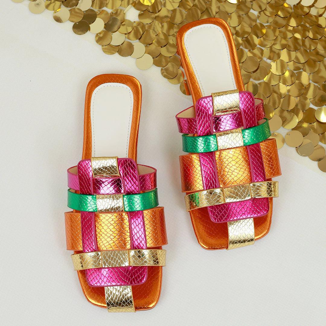 Damer nan moderne Rem-Sandal med flettet multilags-design og slangeprægning Skovae