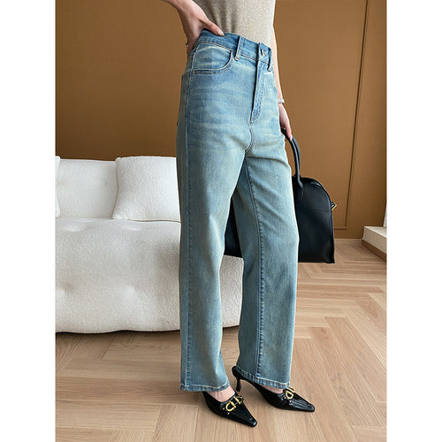 Dame Højtaljede Jeans med Bred Ben Stilla