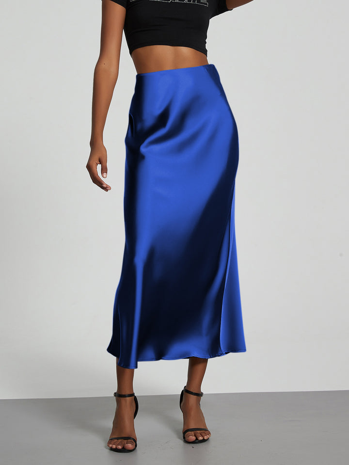 Dame Elegant og flydende Satin Maxiskirts Skovae