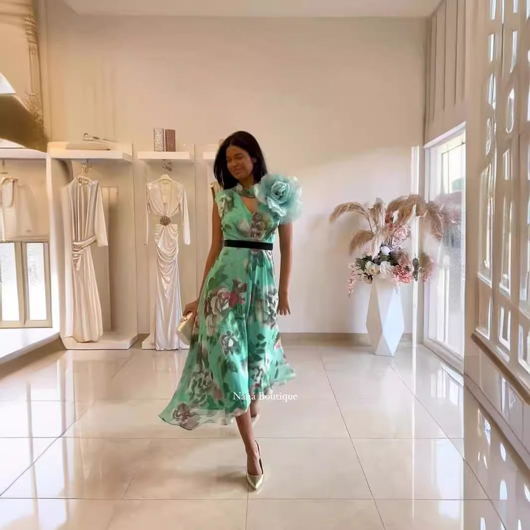 Kvinder Flydende Maxi Kjole med Blomsterdesign og Off-Shoulder Rynke Skovae