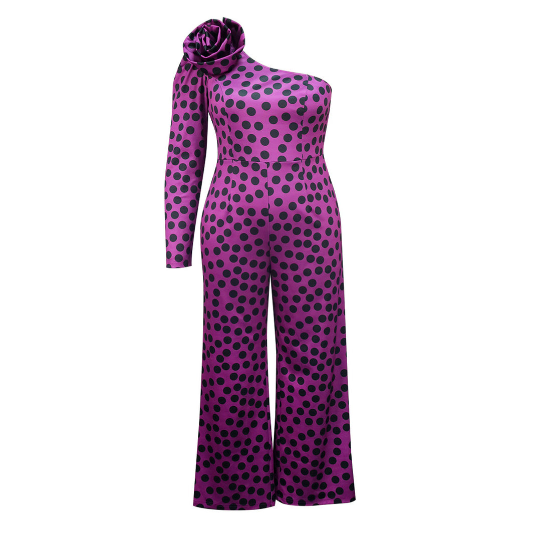 Dame Glamourøst Jumpsuit med asymmetrisk design og flæse-detalje Skovae