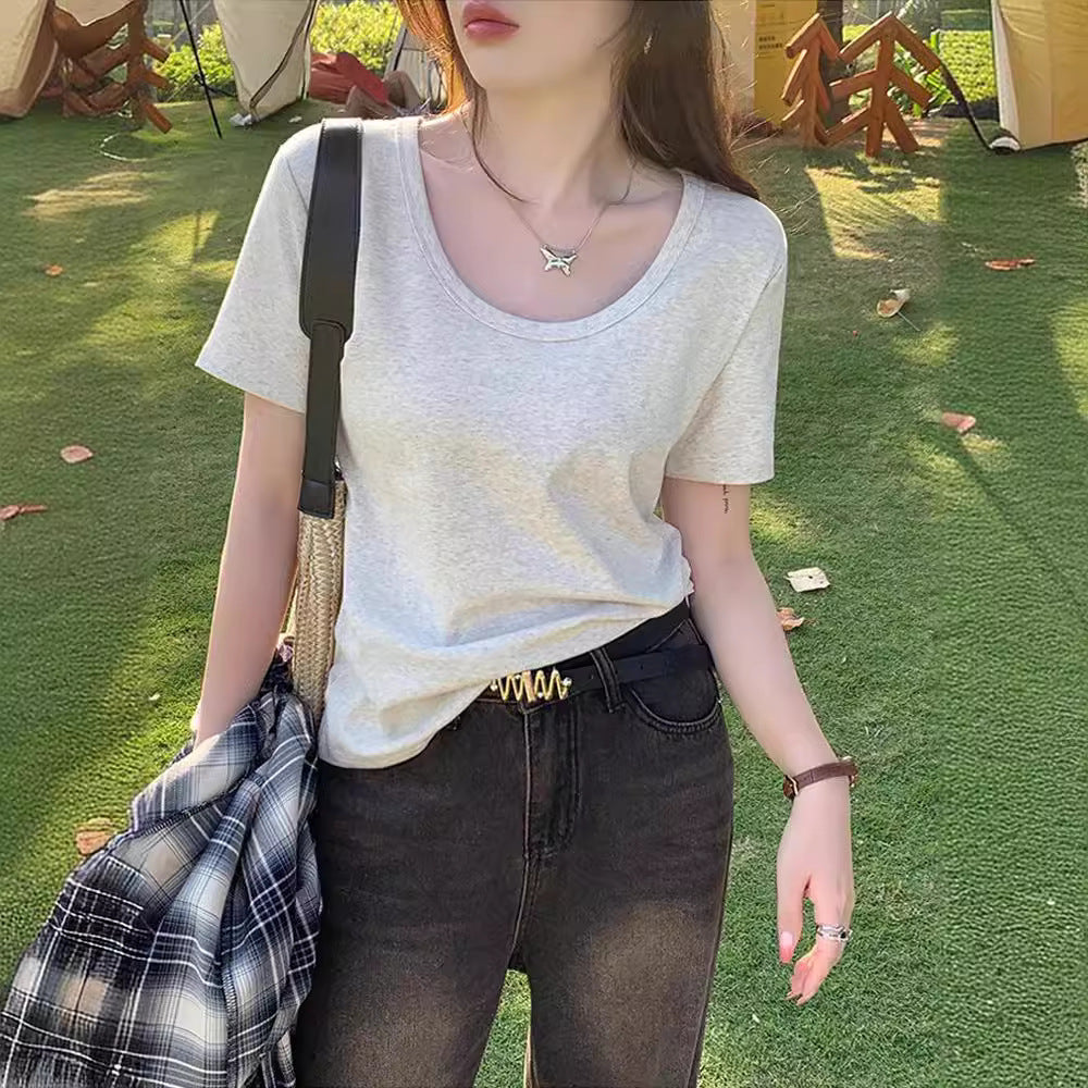 Femme Classic Rundhalet Basis Tee Stilla