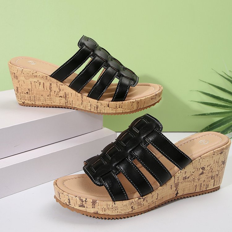 Dame Wedge-sandaler med dekorative remme og komfortabelt fodseng Stilla
