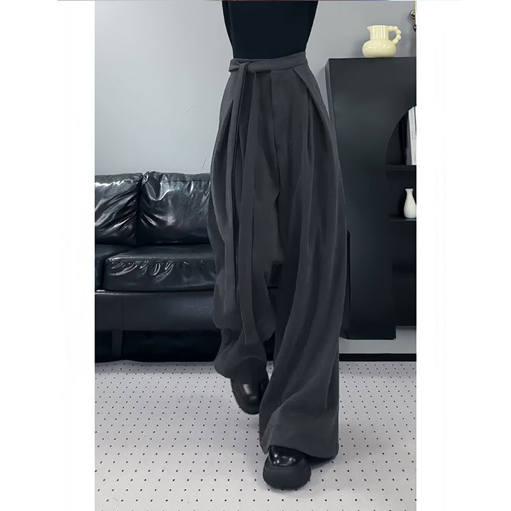 Dame høj talje bred ben bukser med omslag talje detalje Stilla
