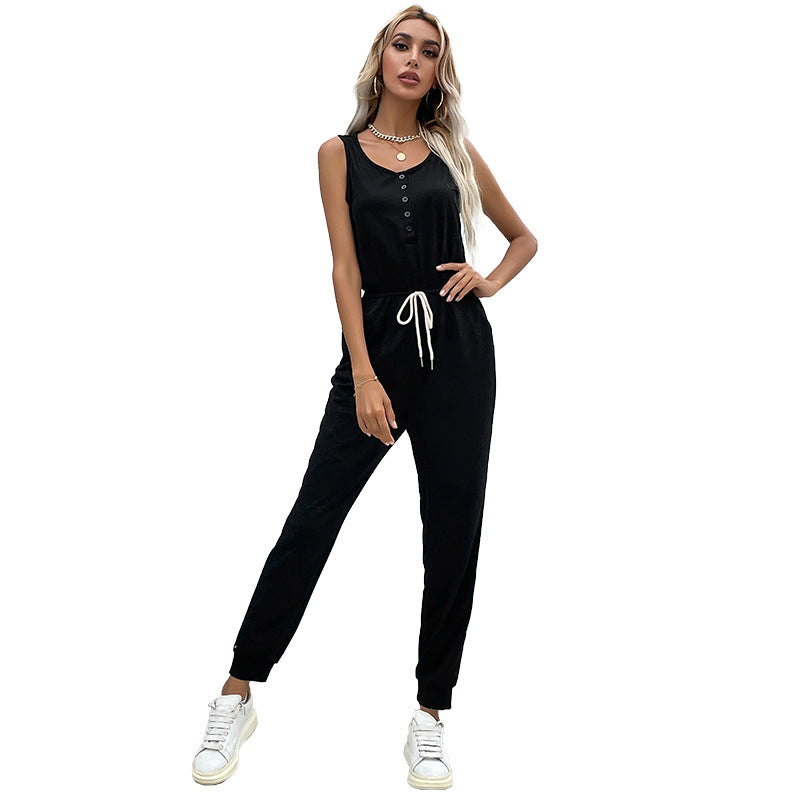 Dame jumpsuit med elastisk taljebånd og praktiske lommer Stilla