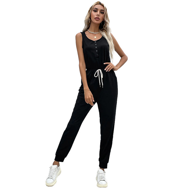 Dame jumpsuit med elastisk taljebånd og praktiske lommer Stilla