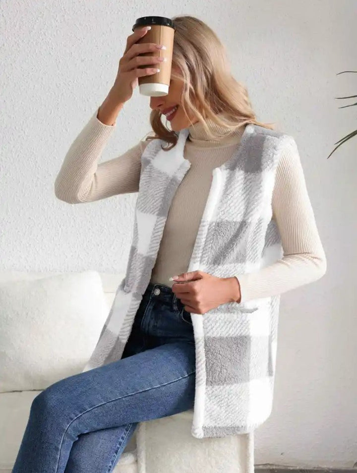 Dame teddy pels vest i moderne ternet design Stilla