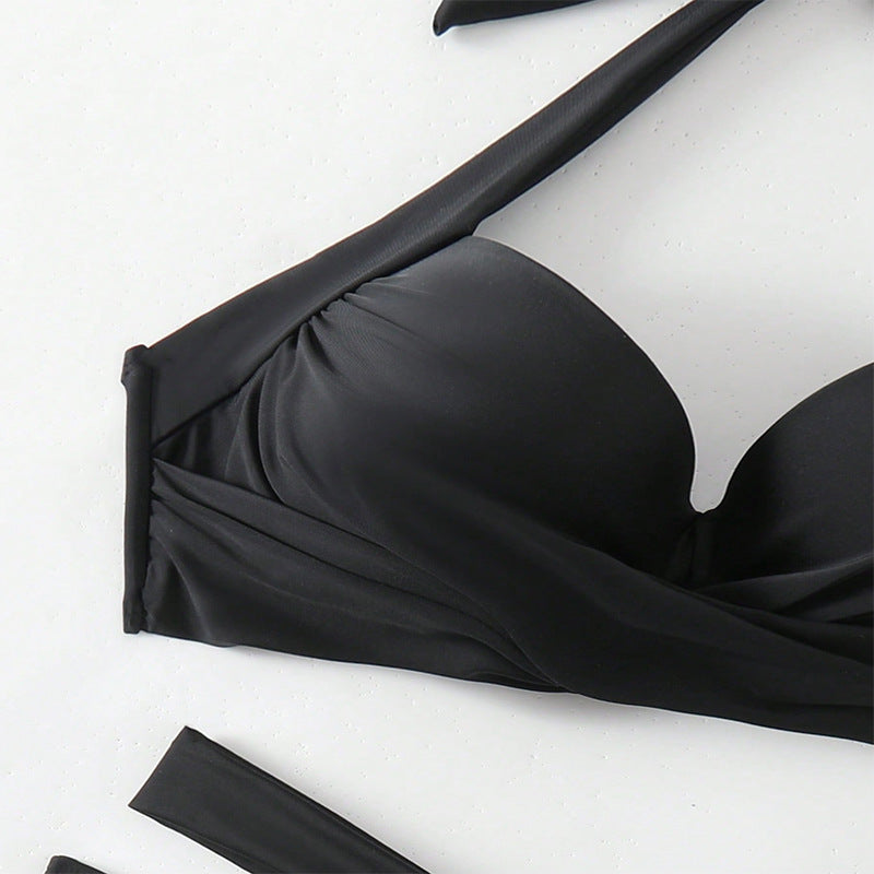 Dame bikini-sæt med flot knude-top og høj talje Stilla