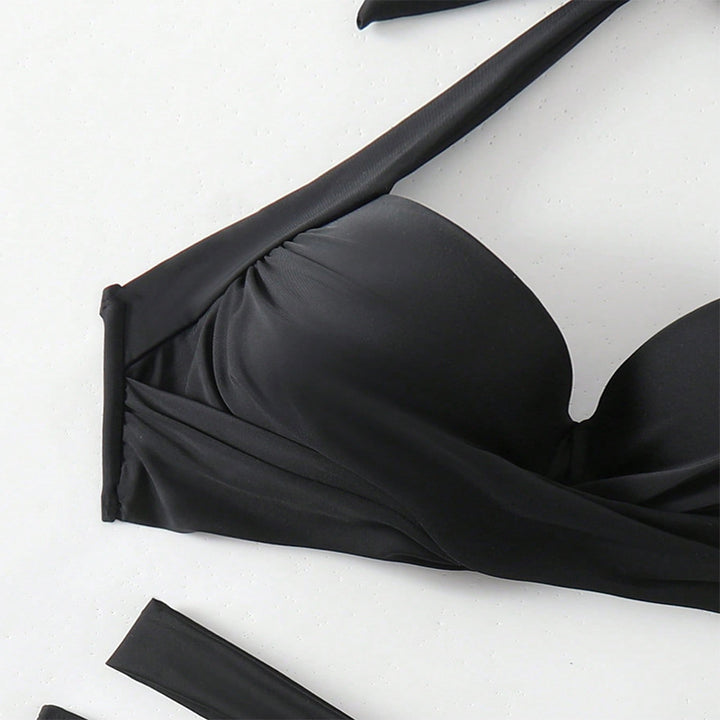 Dame bikini-sæt med flot knude-top og høj talje Stilla