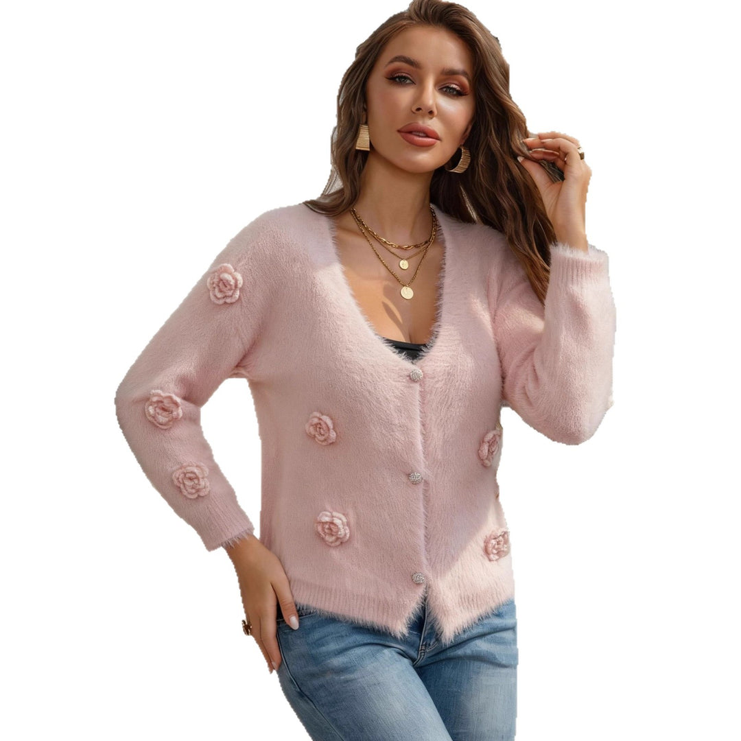 Kvinders bløde cardigan med blomsterdesign Skovae