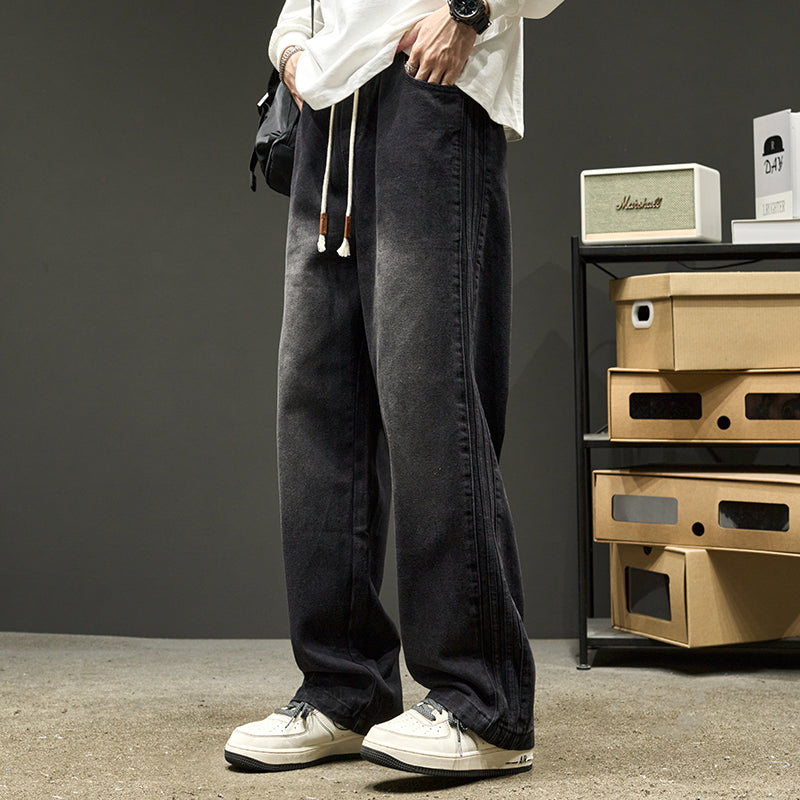 Herre bred Denim-jeans med elastisk talje og unik vask Stilla