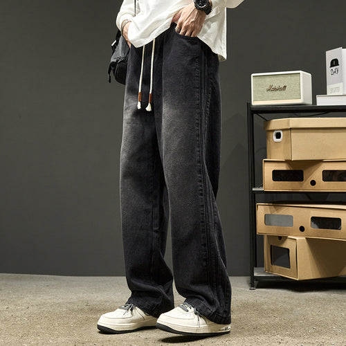 Herre bred Denim-jeans med elastisk talje og unik vask Stilla