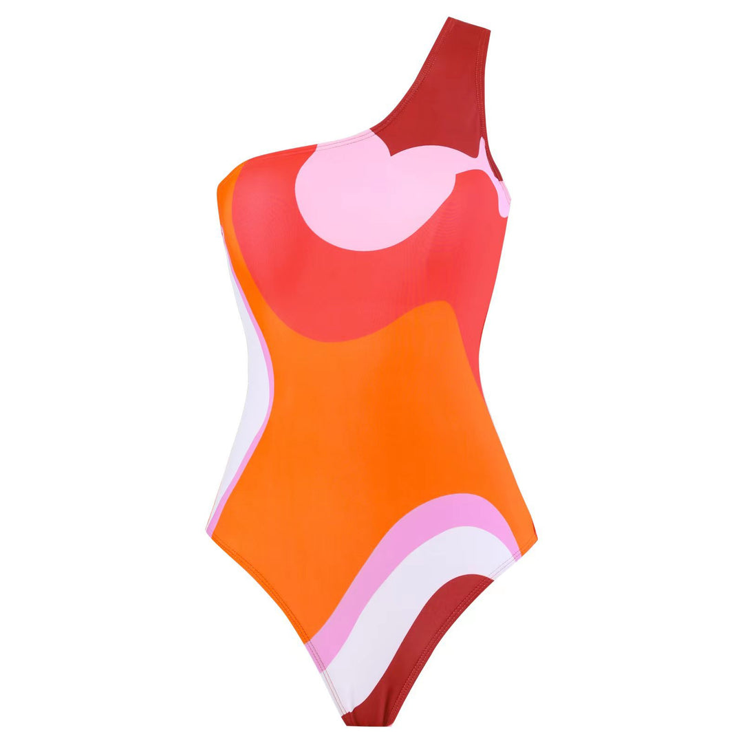 Dame one-piece badedragt i moderne design med unikt grafisk mønster Skovae