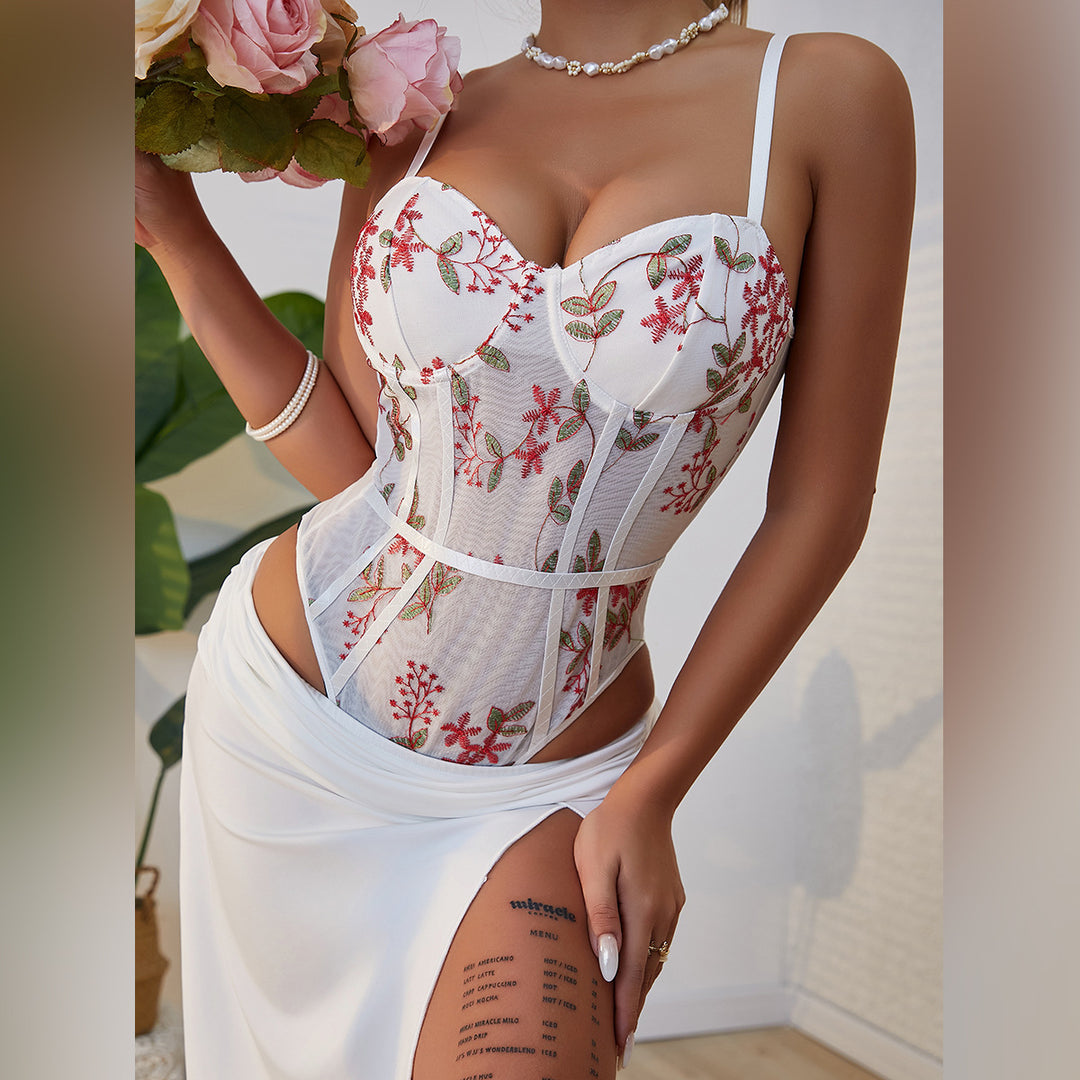 Dame Lingerie Body med blomsterbroderi Stilla