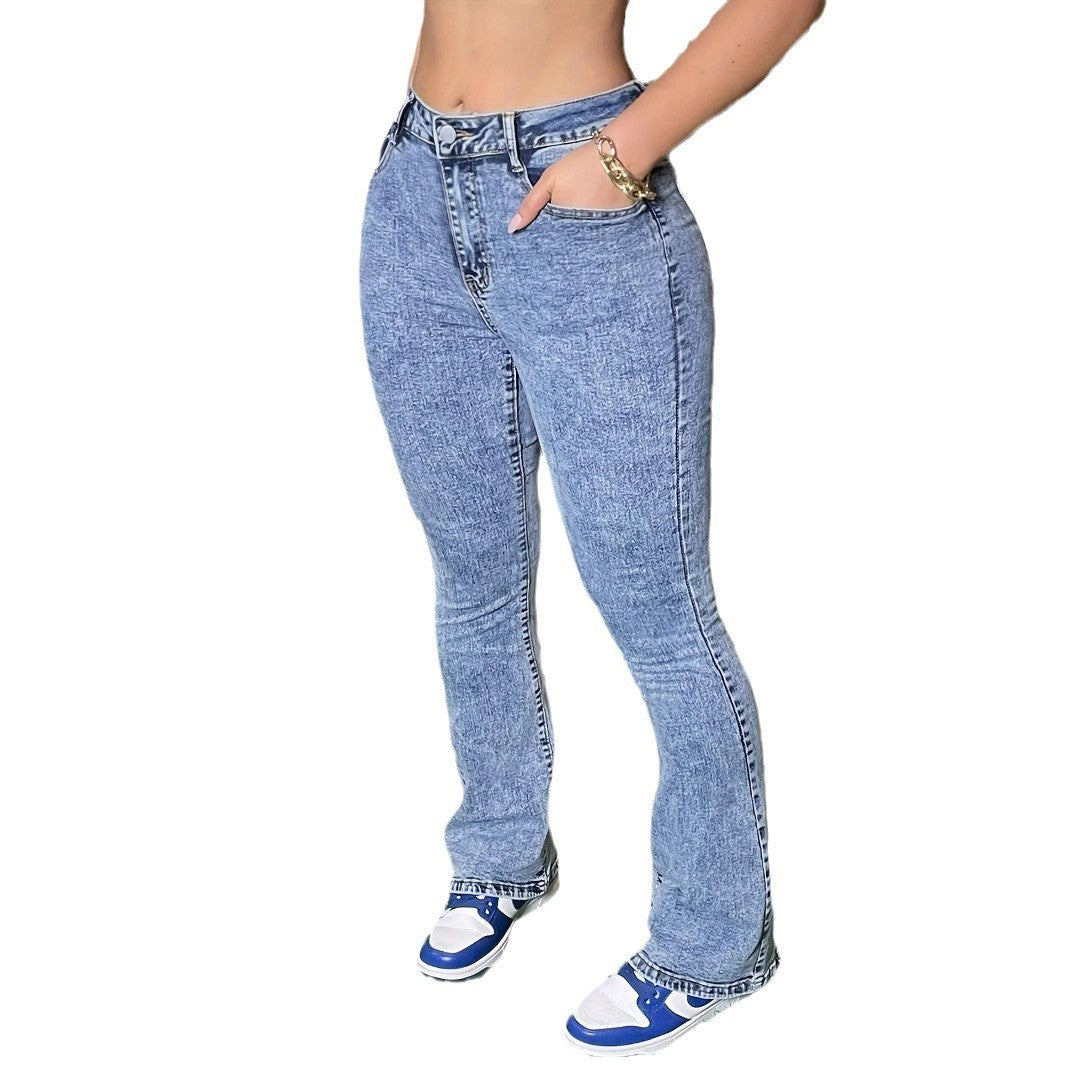 Dame Bootcut Jeans med figurformende snit og høj talje Stilla