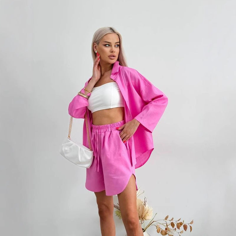 Dame Løs skåret bluse og shorts sæt Stilla