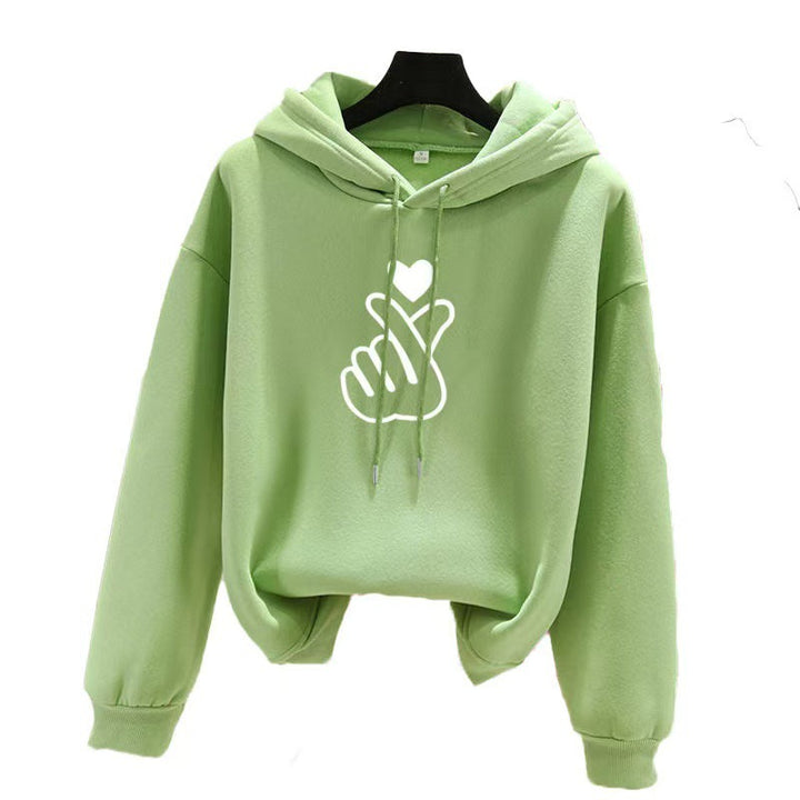 Kvinders hoodie med kunstnerisk hjerte design Skovae