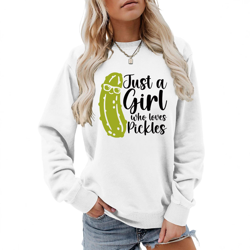 Kvinders sweatshirt med humoristisk agurkmotiv og afslappet pasform Stilla
