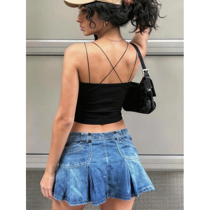 Damen Sexy Spaghetti-Trägertop mit minimalistischen Design und figurbetontem Schnitt Skovae
