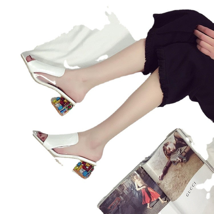 Dame elegante mules med dekorativt farveblok-design Stilla