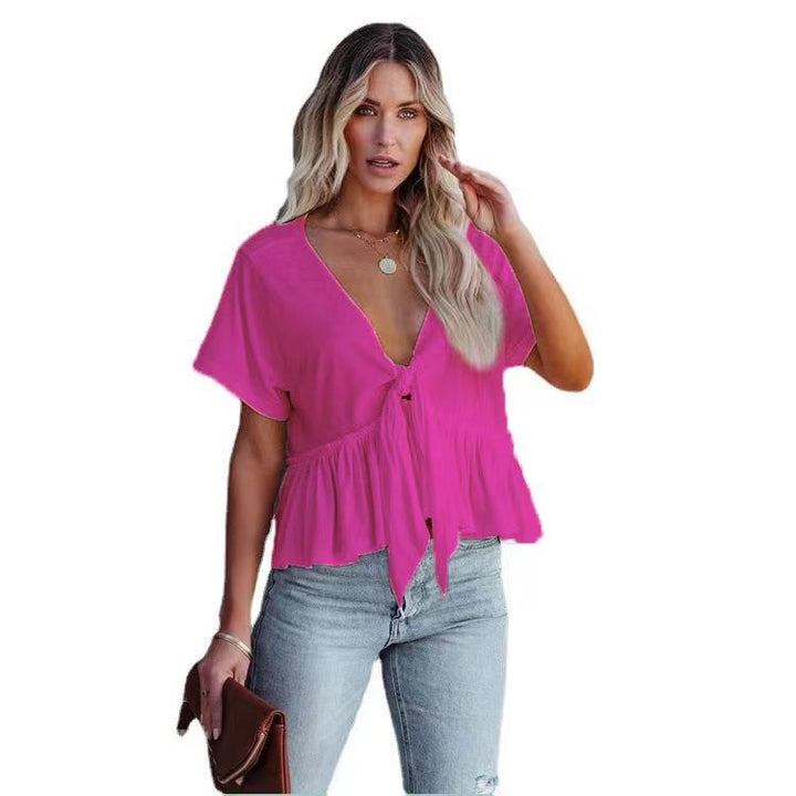Damebluse med afslappet snit og rynker Stilla
