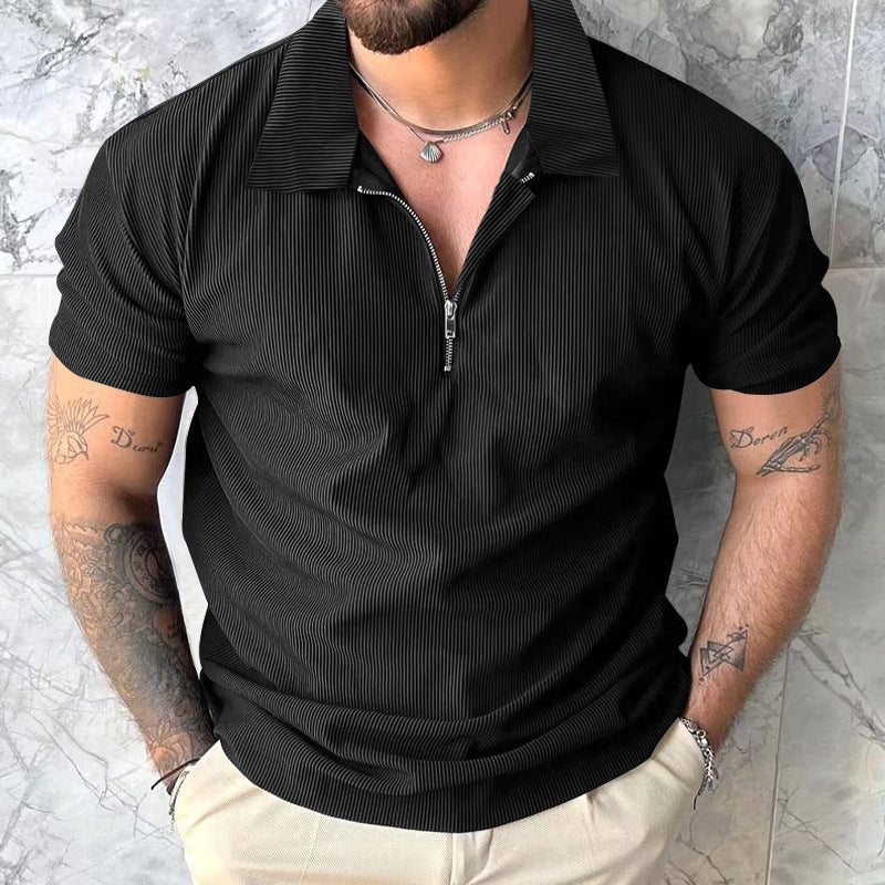 Herre polo skjorte med lynlås og struktureret design Stilla