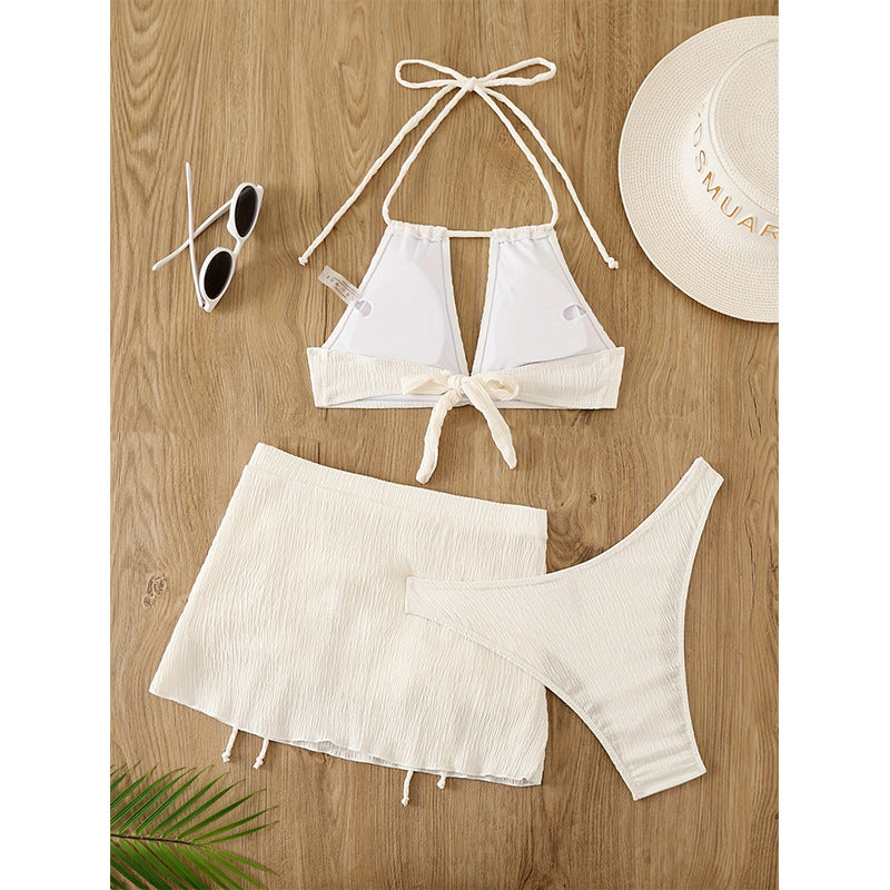 Femme Triangle Halterneck Bikini Sæt med Rüschenschriftzug Stilla