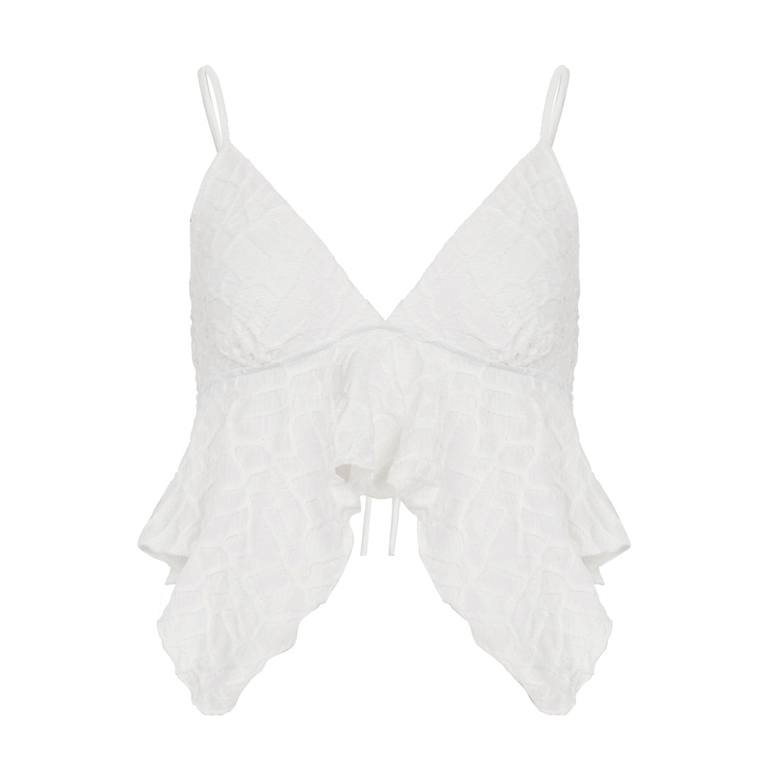 Dame legesykt Crop-Top med elegante flæsedetaljer Skovae