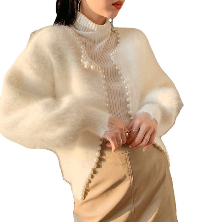 Femme Elegant Perler-Detalje Strik cardigan Stilla
