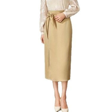 Dame Midi-nederdel med elegant indpakningslook og sidelæg Stilla