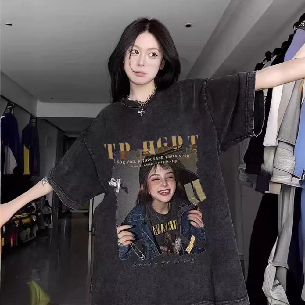 Dame Oversize T-Shirt med unikt grafiktryk Stilla