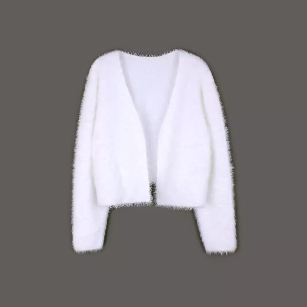 Dame moderigtig pels-crop-cardigan Stilla