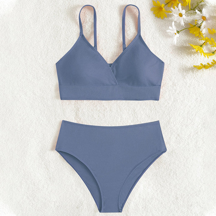 Dame bikini sæt med raffineret ribdesign og høj talje Stilla