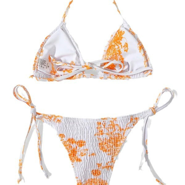 Dame Triangel-Bikini i legende blomsterdesign med justerbare stropper Stilla