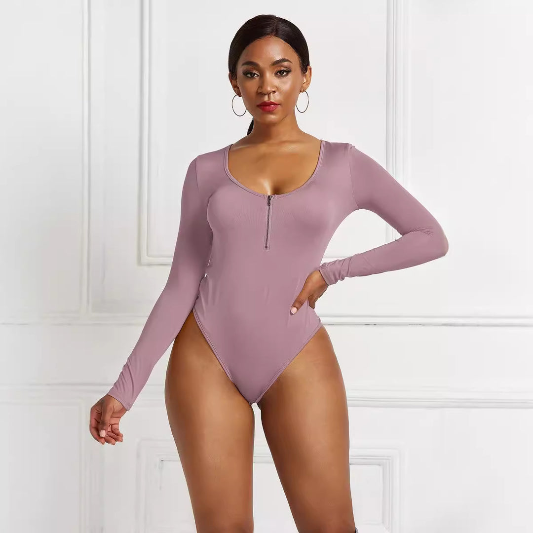 Dame elegant langærmet bodystocking med kropsnær pasform Stilla