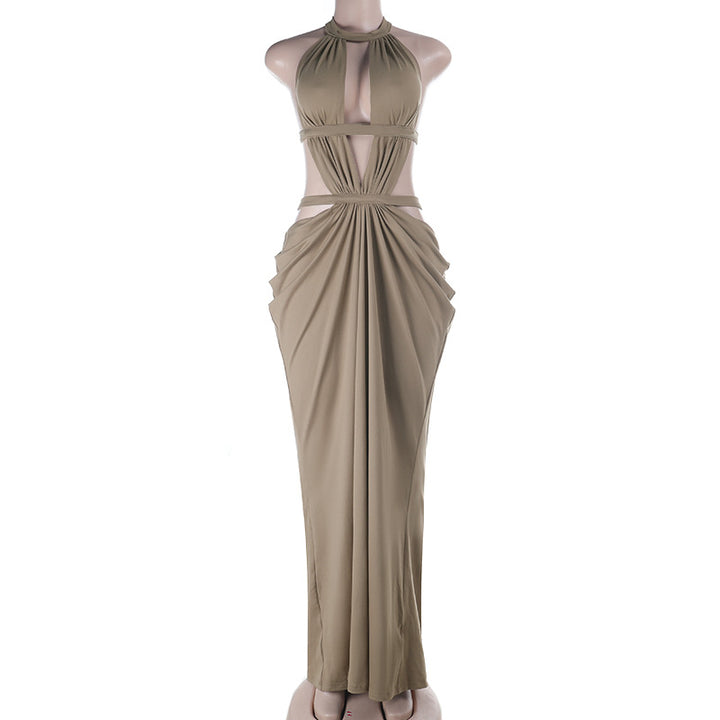Dame Maxi-kjole med raffineret cut-out-design og asymmetrisk kant Skovae